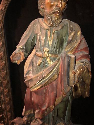 Nineteenth Century Italian Altarpiece Saint Peter Sculpture Polychrome