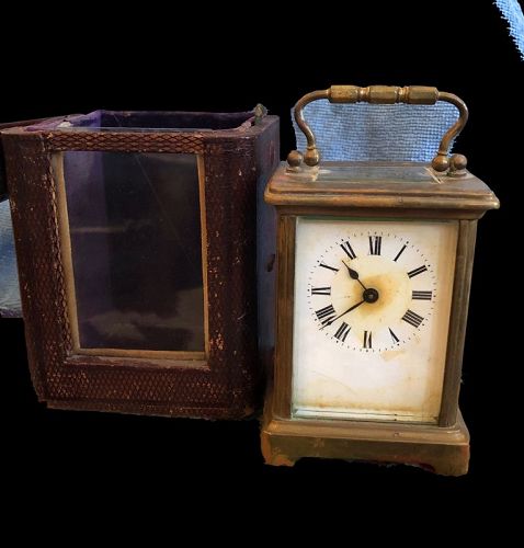 English Nineteenth Century travel Cased Carriage Clock 6”