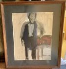 Abstract Male Figure Oil and Pastel Signed “Luke ‘62”