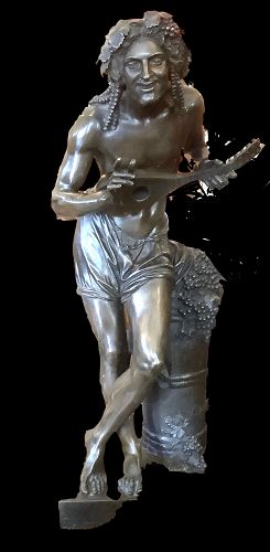Jean-Baptiste-Maximilien Delafontaine Bacchus Bronze Scupture 36 in