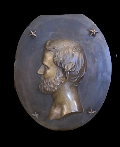 Bronze Presentation Plaque Of Ulysses S. Grant 20”x18” c1866
