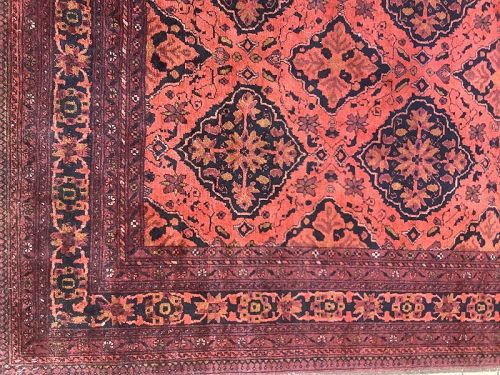 Afghan Antique Wool Carpet Circa 1920 76”x56”