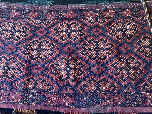 Very Fine And Rare Turkmen Kilim Tent tapestry Circa 1900 50x40 in.