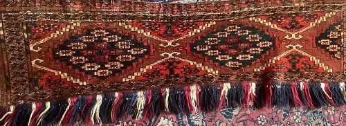 Turkmen Tribal Tent Entry Antique Carpet Circa 1880 50x17 in