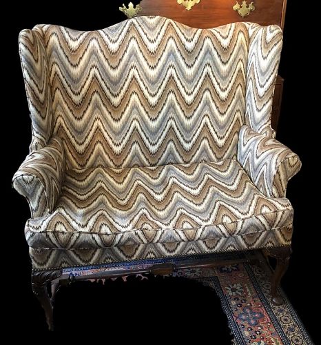 Irish 18th Century Queen Anne Flame Stitch Upholstered & Mahogany
