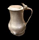 Late Eighteenth Century Swiss Pewter Tankard Stout Form 9” height