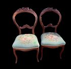 Victorian Rosewood Hoop Back Side Chairs With Needlepoint upholstery