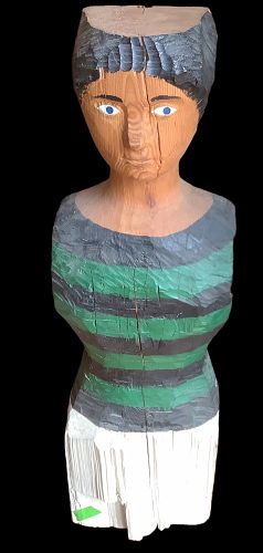An American Wood And Painted Sculpture Signed Colby 34” height