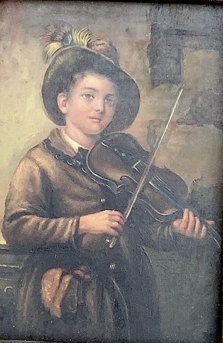 Eastern European Nineteenth Century  “The Violinist”  Oil 15”x 12”