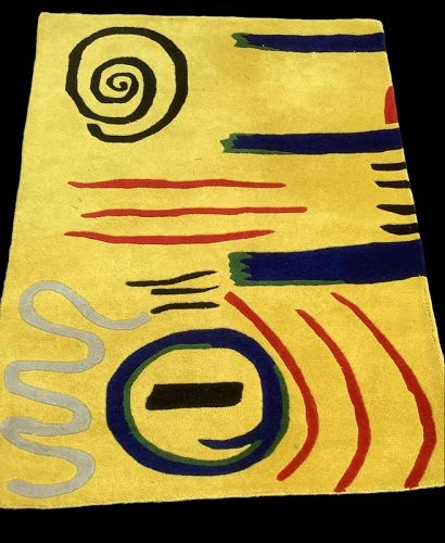 Vivid Abstract Modernist Matisse Style Wool Rug 60”x 40”