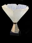 Art Deco French Torche Table Lamp Frosted Etched Glass Panels & Nickel
