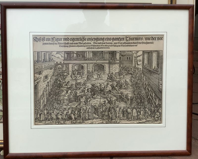 Seventeenth Century Framed German Lithograph 16”x20”