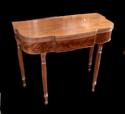 American Federal Flame Mahogany Game Table  Nineteenth Century