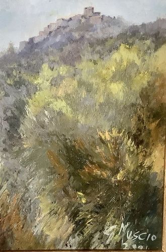 ITALIAN ARTIST GIUSEPPE MUSCIO, TUSCAN LANDSCAPE, Oil 7” x 5” Signed