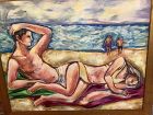 “Beach Bathers” American Artist Anne Lane  48” x 60” oil