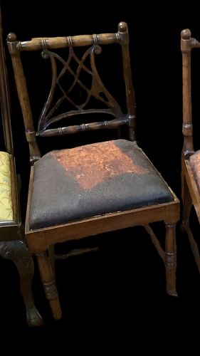 Pair of English 19th  Century Sheraton Period Faux Bamboo Side Chairs