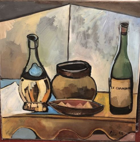 Paco Lane American Master Artist Cubist Still Life Oil 30” x 30”