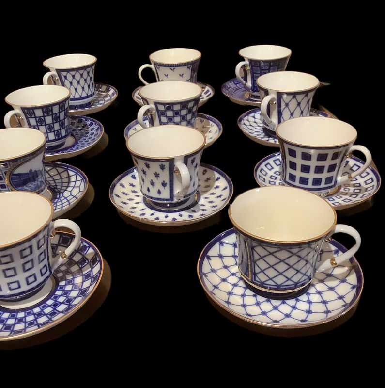 Lomonosov. Imperial Russian Porcelain Cups &amp; Saucer Sets