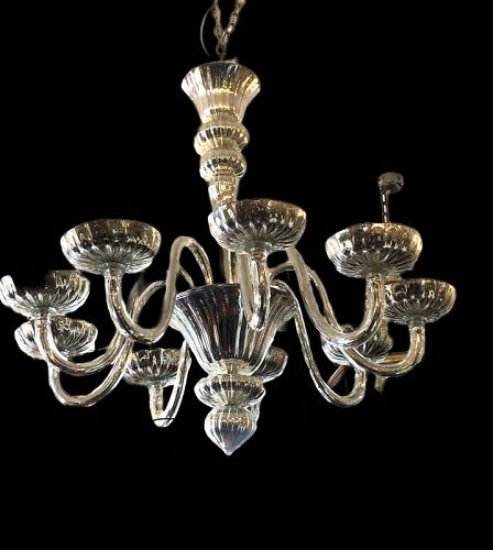 Italian Murano Mercury Glass Crystal  Chandelier 36”x36”