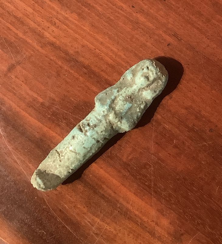 Egyptian Ancient  Artifact of a Carved Faience Figure Prehistoric