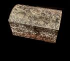 Italy Silver Repoussé Casket Case Jewelry Box 20th Century 4” long
