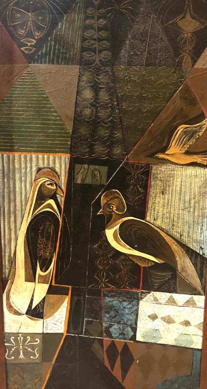 Alvina Schosek Noll American Artist, Encaustic Abstract 1940s 51x26 in