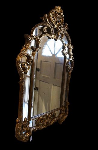 A VERY FINE FRENCH LOUIS XV STYLE GILT WOOD MIRROR