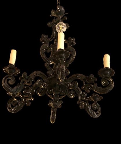 PALM BEACH SPANISH SYLE TOLEDO CHANDELIER ATTRIBUTED MIESNER 30x36”