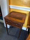 AMERICAN SATIN WOOD & OAK SIDE TABLE BRASS STRINGING