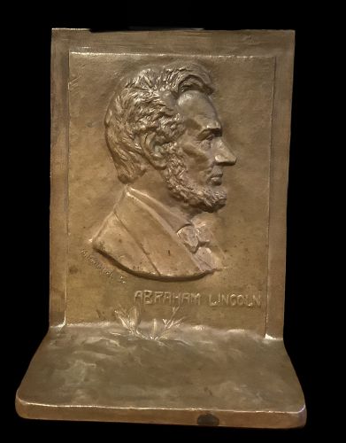 ABRAHAM LINCOLN BRONZE BOOKEND SIGNED PEINLICH 5” x 3”