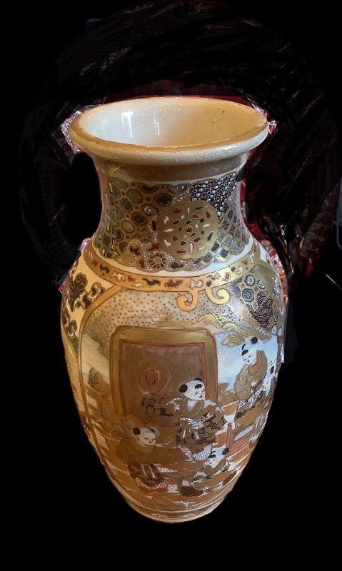Japanese Meiji Period Satsuma Vase circa 1870 10”