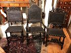 RENAISSANCE CHAIRS SET OF THREE TOOLED LEATHER