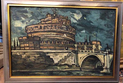 CASTEL SANT’ANGELO, SIGNED HERNANDEZ, Roma 1959, Oil, 21.5” x 32”