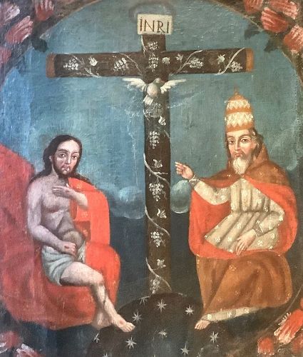 SPANISH COLONIAL SEVENTEENTH CENTURY RELIGIOUS SCENE CHRIST