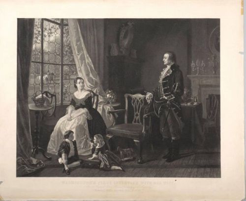 WASHINGTON’S FIRST INTERVIEW OF HIS WIFE LITHOGRAPH 1863