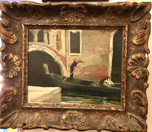 AMERICAN MASTER JOSEPH DAWLEY 1936-2008 VENICE GONDOLA OIL 9” x 12”