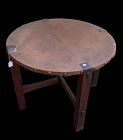 AMERICAN STICKLEY STYLE LEATHER TOP ARTS & CRAFTS TABLE 36" x 28'