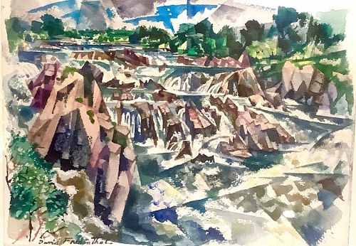 DAVID FREDENTHAL 1914-1958 MODERNIST  WATERCOLOR 9” x 12” GREAT FALLS