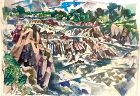 DAVID FREDENTHAL 1914-1958 MODERNIST  WATERCOLOR 9” x 12” GREAT FALLS