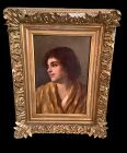 ITALIAN ARTIST ERNESTO SERRA 1860-1915 OIL PORTRAIT OF LUCIA 14” x 11”