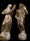 RUSSIAN SCULPTOR RUBEN KUPUR 1887-1976, BRONZE SCULPTURE PAIR