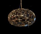 ITALIAN MID CENTURY MODERN ART GLASS & GILT BRONZE CHANDELIER