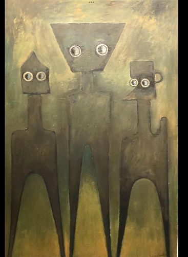 EPHREM KOUAKOU, IVORY COAST BORN ARTIST, “ABSTRACT FIGURES” 44 x 31 in