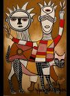 EPHREM KOUAKOU IVORY COAST ARTIST, “LE GRANDE CHAT” 44” x 31”