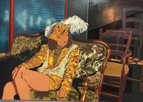 FRENCH MODERNIST ARTIST SYLVAND  WOMAN IN LANDSCAPE 36 x 48