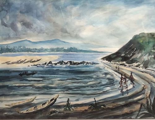 Lake Tanganyika Scene in Watercolor 28”x 33”