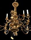 ITALIAN NINETEENTH CENTURY GOLD LEAF CARVED WOOD CHANDELIER 32”