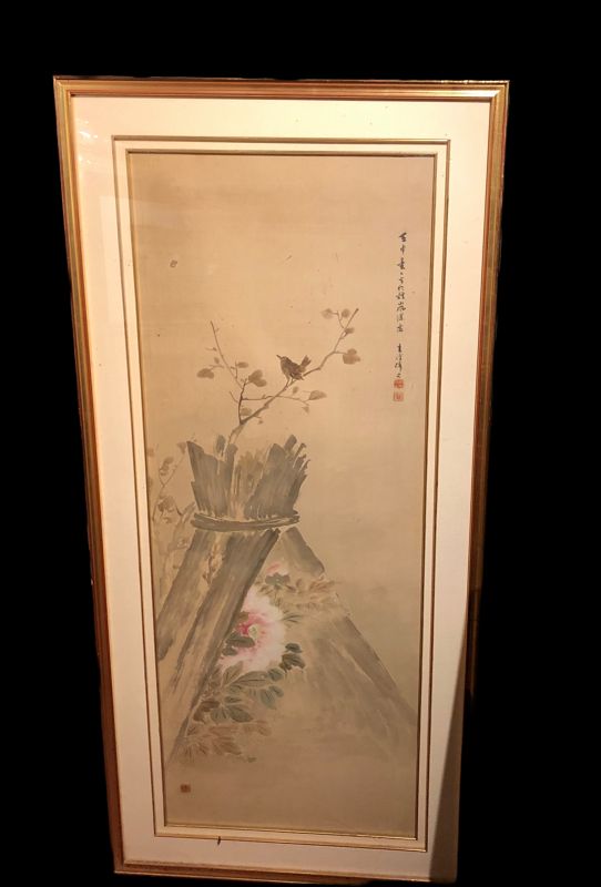 JAPANESE EDO PERIOD 18th Century SCROLL PAINTING ON MULBERRY PAPER
