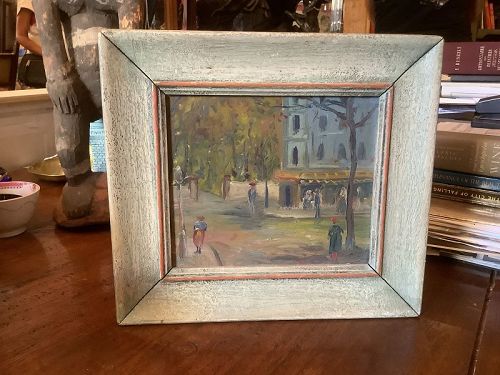 FRENCH NINETEENTH CENTURY CITYSCAPE OIL 9” x 10”
