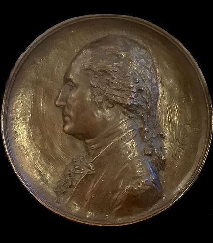 BRONZE ROUNDEL OF GEORGE WASHINGTON BY ARTIST LEO NOCK 1873-1949